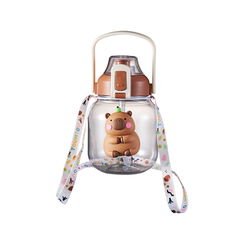 Heat-Resistant Student Plastic Straw Big Belly Bottle with Measurements