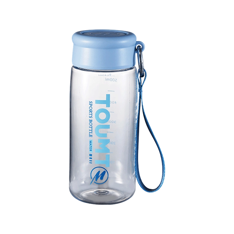 Stylish Measuring Pop-Up Lid Student Plastic Straw Bottle with Handle Loop