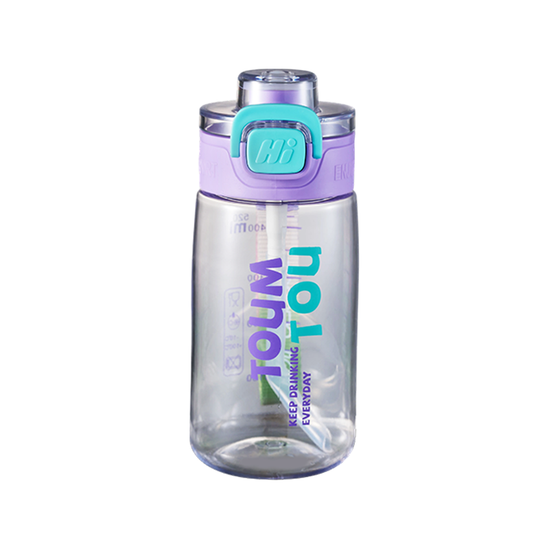 One-Touch Open Lid Food-Grade Safe Plastic Kids Sports Straw Bottle